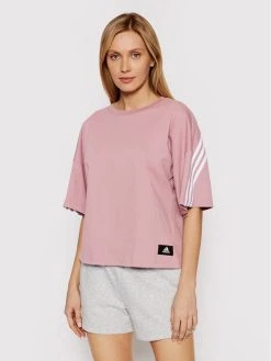 Νέος 💯 Adidas Γυναίκες T-shirts T-Shirt Future Icons 3-Stripes HE0313 Ροζ Loose Fit Ροζ ❤️
