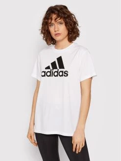 Προώθηση ❤️ Adidas Γυναίκες T-shirts T-Shirt Aeroready Designed To Move Boyfriend Sport HE6741 Λευκό Loose Fit Λευκό ⭐