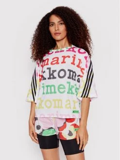 Πολύ καλή προσφορά ⭐ Adidas Γυναίκες T-shirts T-Shirt MARIMEKKO H67090 Λευκό Loose Fit Λευκό ✔️